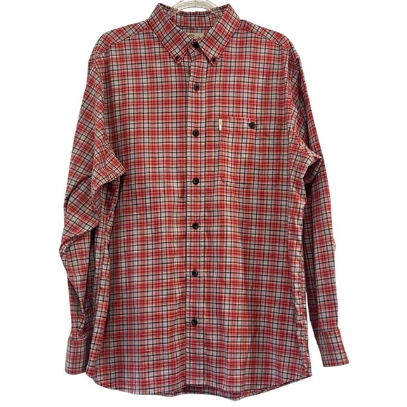 Bob Timberlake Mens Red Plaid Button Up Top Size Large - Picture 1 of 5